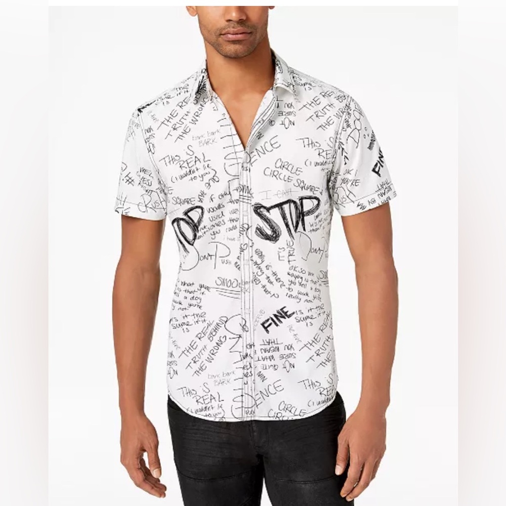 Doodle-Print Shirt, NWT I. N.C. Men's Created for Macy's